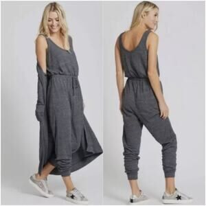 Free People Beach Bicoastal Jogger Jumpsuit in Charcoal Grey